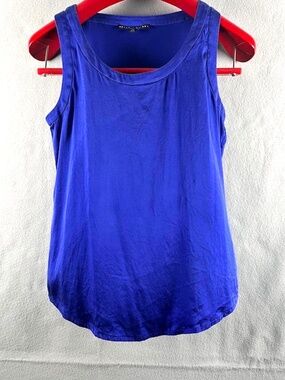Antonio Melani Women's Scoop Neck Sleeveless Tank 90% Silk Bright Blue XS